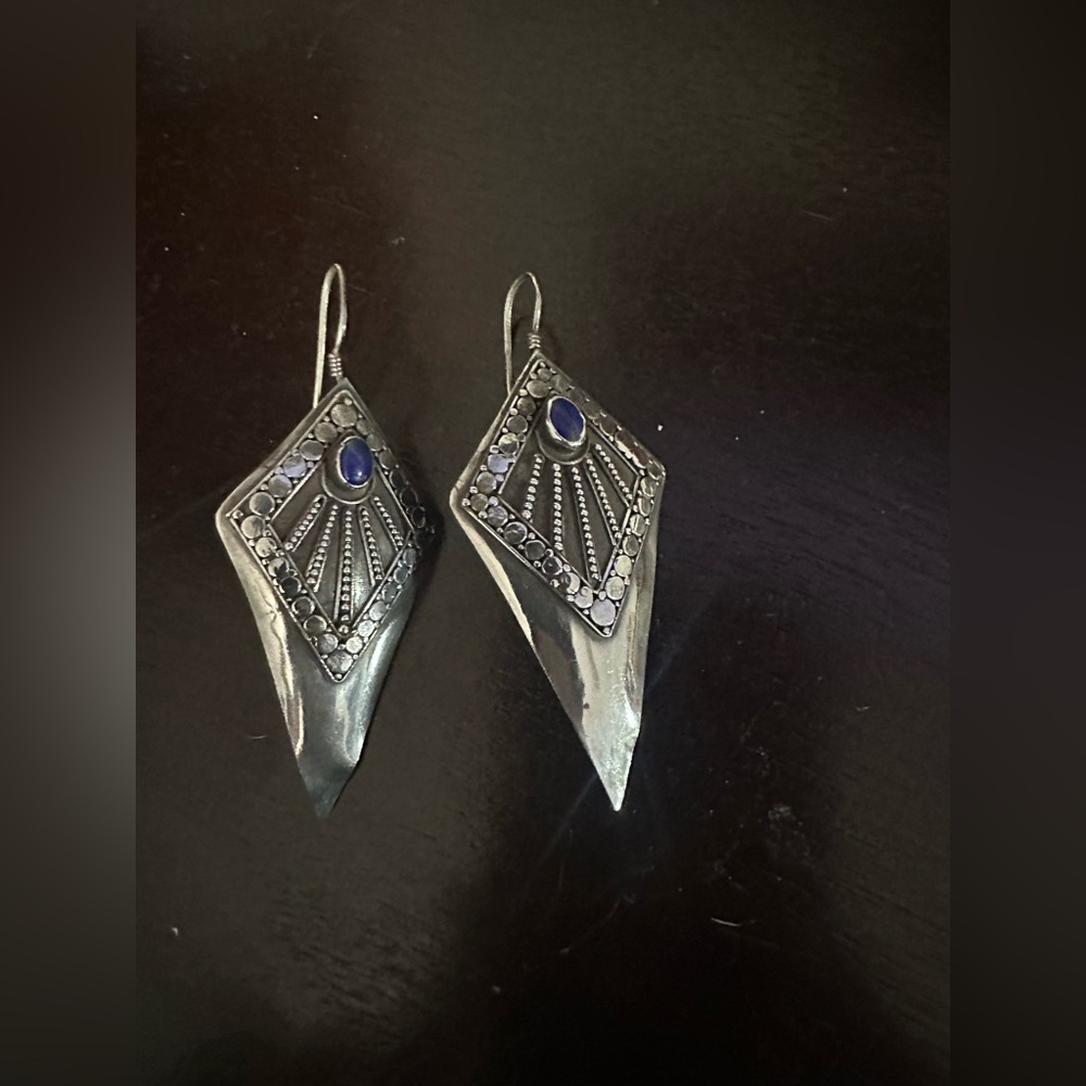 Mexican style Stirling Silver and Blue stone Earrings